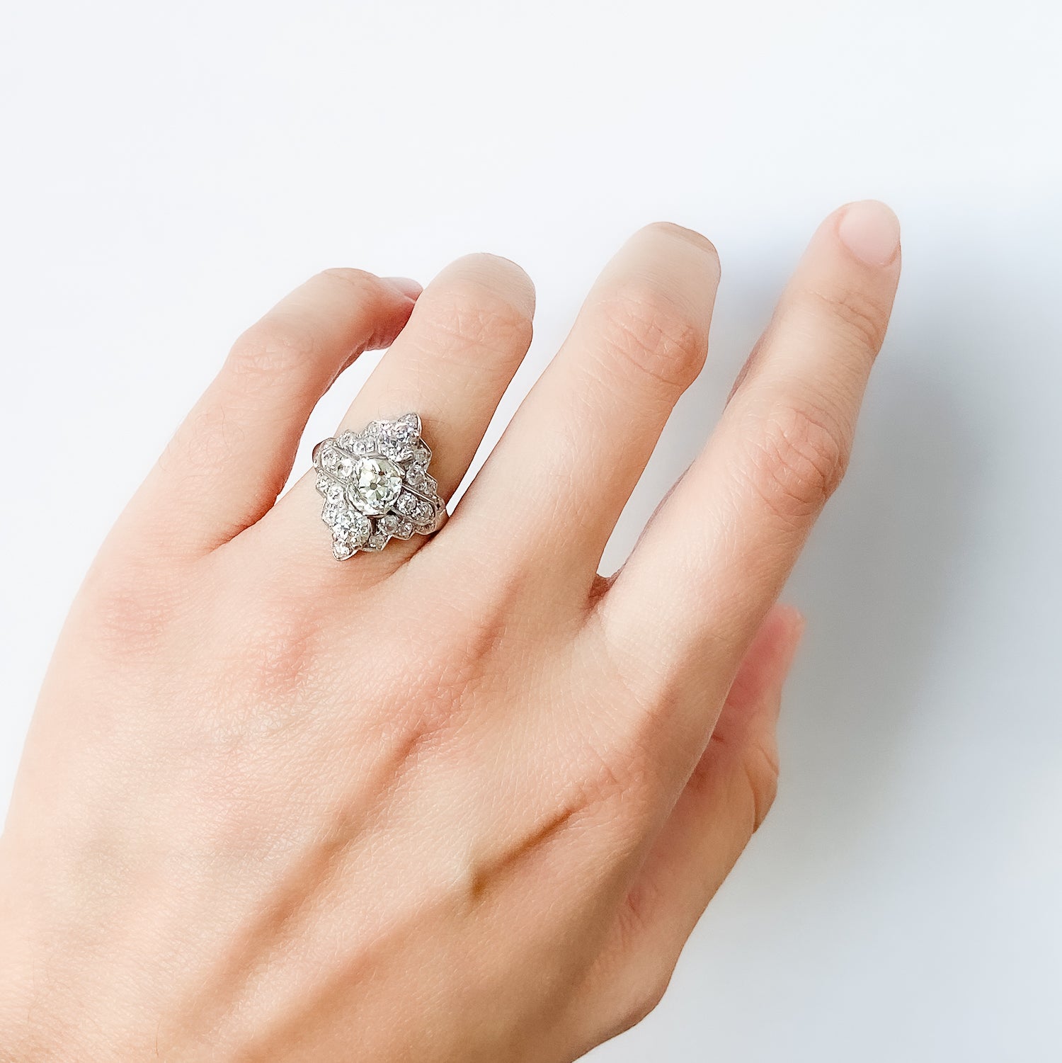 Art Deco Diamond Engagement Ring Antique Diamond Engagement Ring with Old  European Cut Diamond Platinum Wedding Ring - ER 506S — Antique Jewelry NYC
